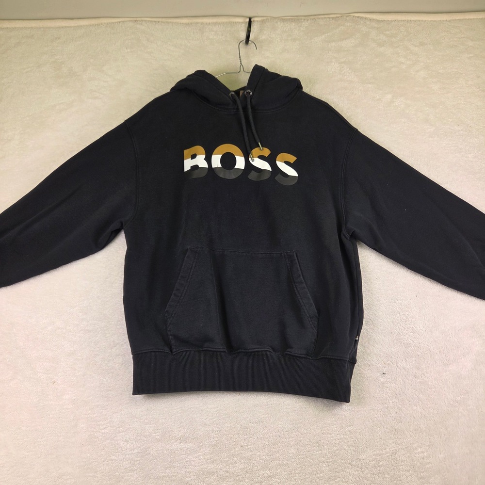 Hugo Boss Mens Oversized Fit Logo Hoodie Black Sweatshirt Size M 3990